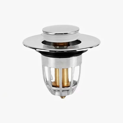 Rebound drain plug filter basin pop-up chrome sink