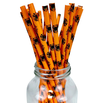 25/50/100pcs Halloween Theme Disposable Paper Straws
