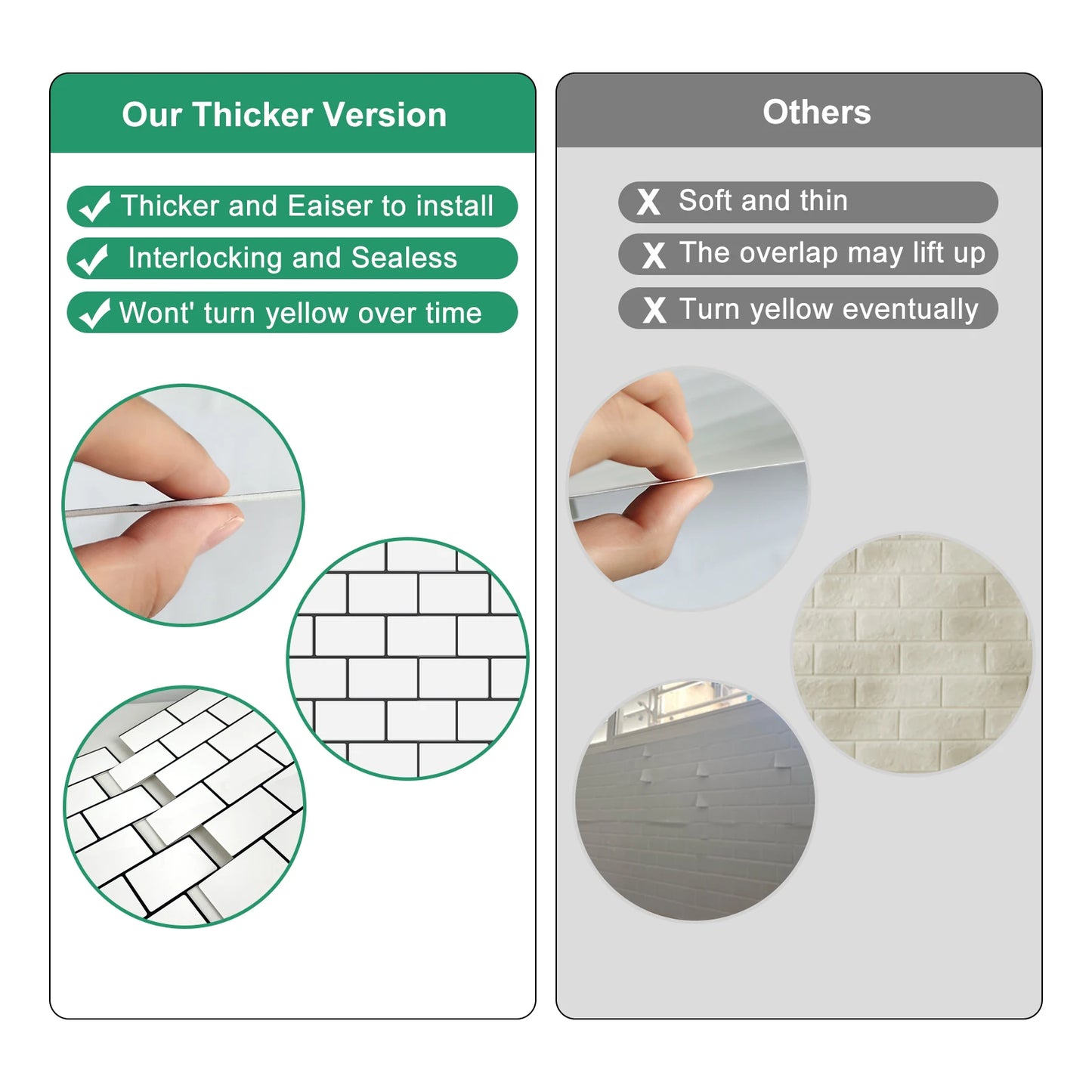 Subway Wall Stickers Peel and Stick 3d Brick Vinyl