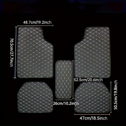 Universal 5Pcs Car Floor Mats PU Leather Waterproof Dust-Proof