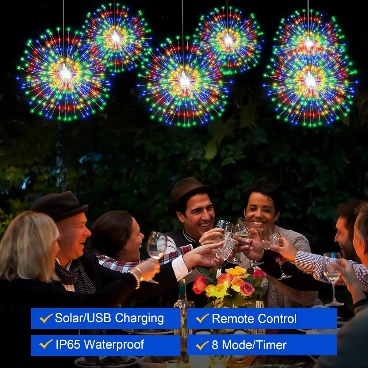 Solar Hanging Solar Outdoor Fireworks Light Solar 450 LED Starburst Ball