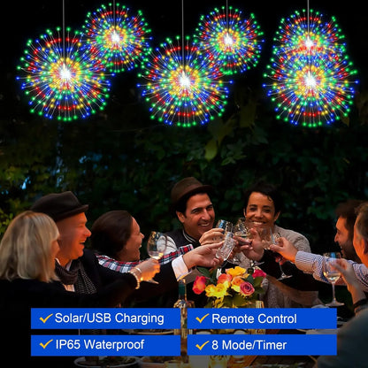 Solar Hanging Solar Outdoor Fireworks Light Solar 450 LED Starburst Ball