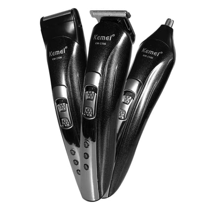 Kemei KM-1506 3 in 1 Electric Hair Clipper USB Charging Shaver