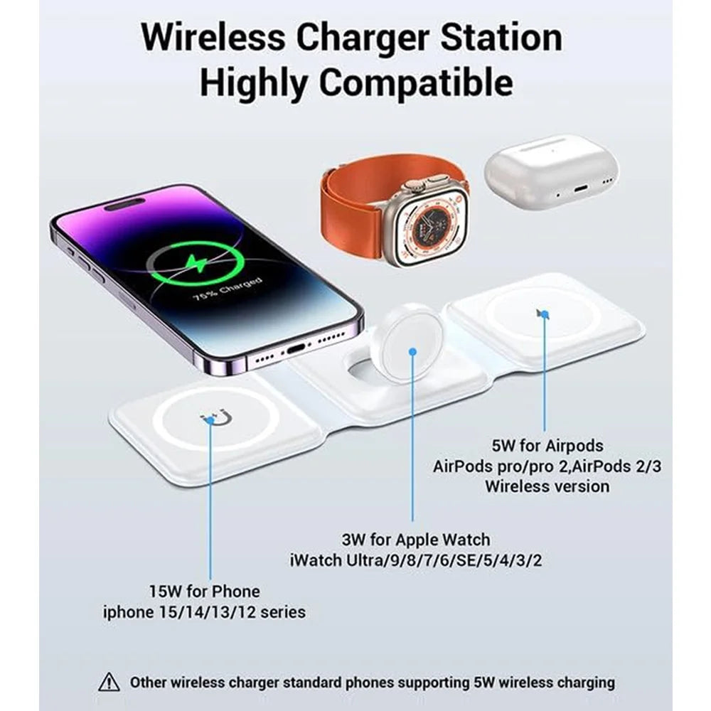 3 in 1 Magnetic Wireless Charger Pad Chargers Fast Charging