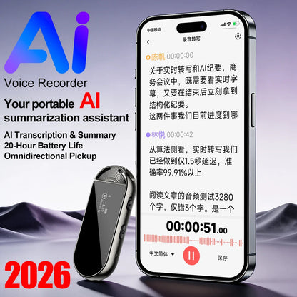 Mini AI Voice Recorder Pen, 30.6g, Magnetic Clip-on Design