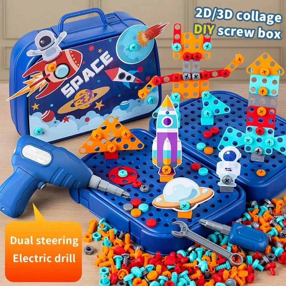 Kids STEM Drill Set Creative Mosaic Puzzle Building Blocks