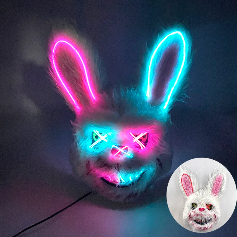 LED Bloody Rabbit Mask Glowing Killer Black Bear Mask Halloween