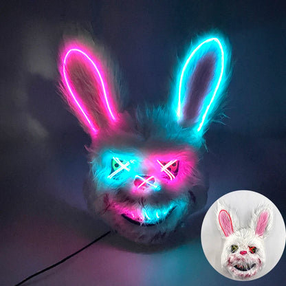 LED Bloody Rabbit Mask Glowing Killer Black Bear Mask Halloween