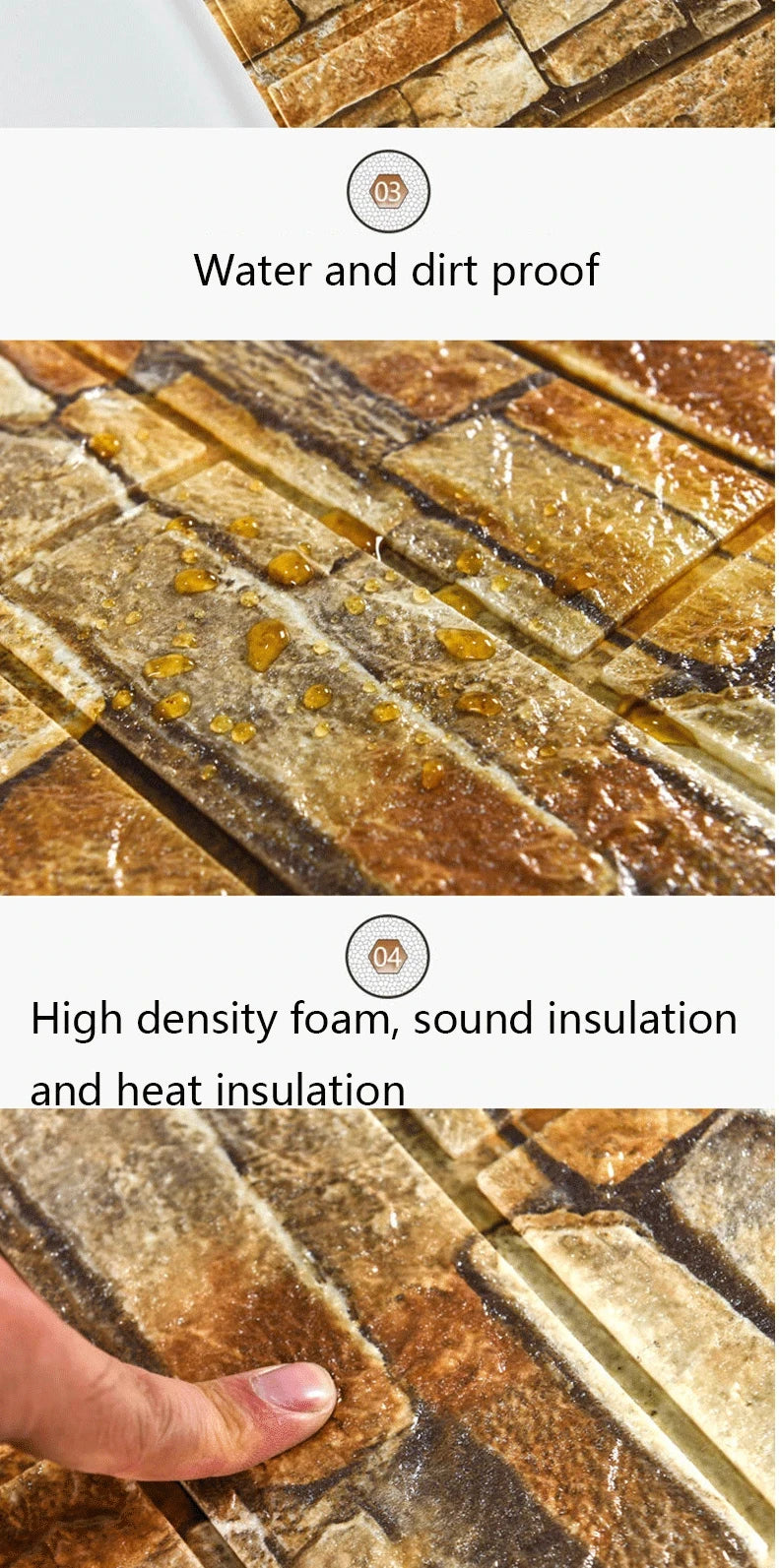 3D Self-Adhesive Wallpaper 70cm*1/5/10m Continuous Waterproof