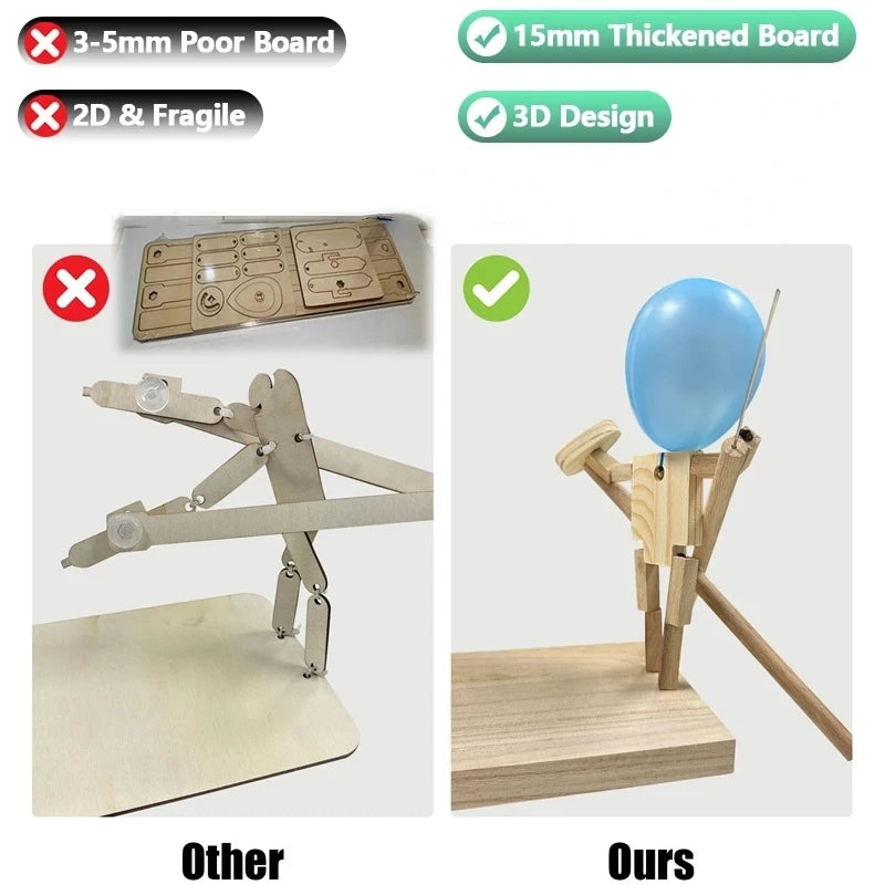 Balloon Bamboo Man Battle Handmade Wooden Fencing Puppet
