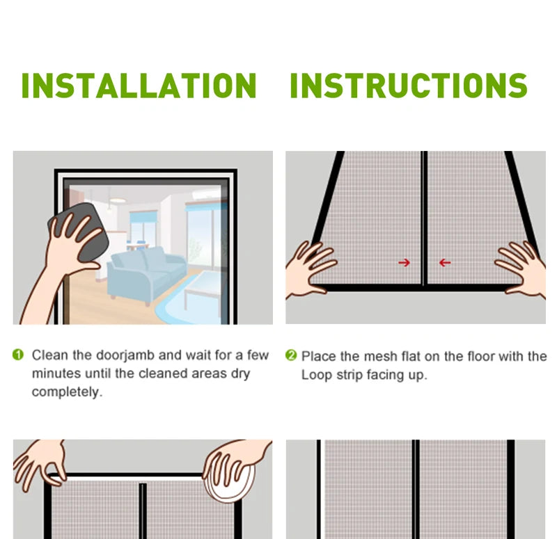 Magnetic Door Screen Insect Mosquito Net Curtain Black Fly