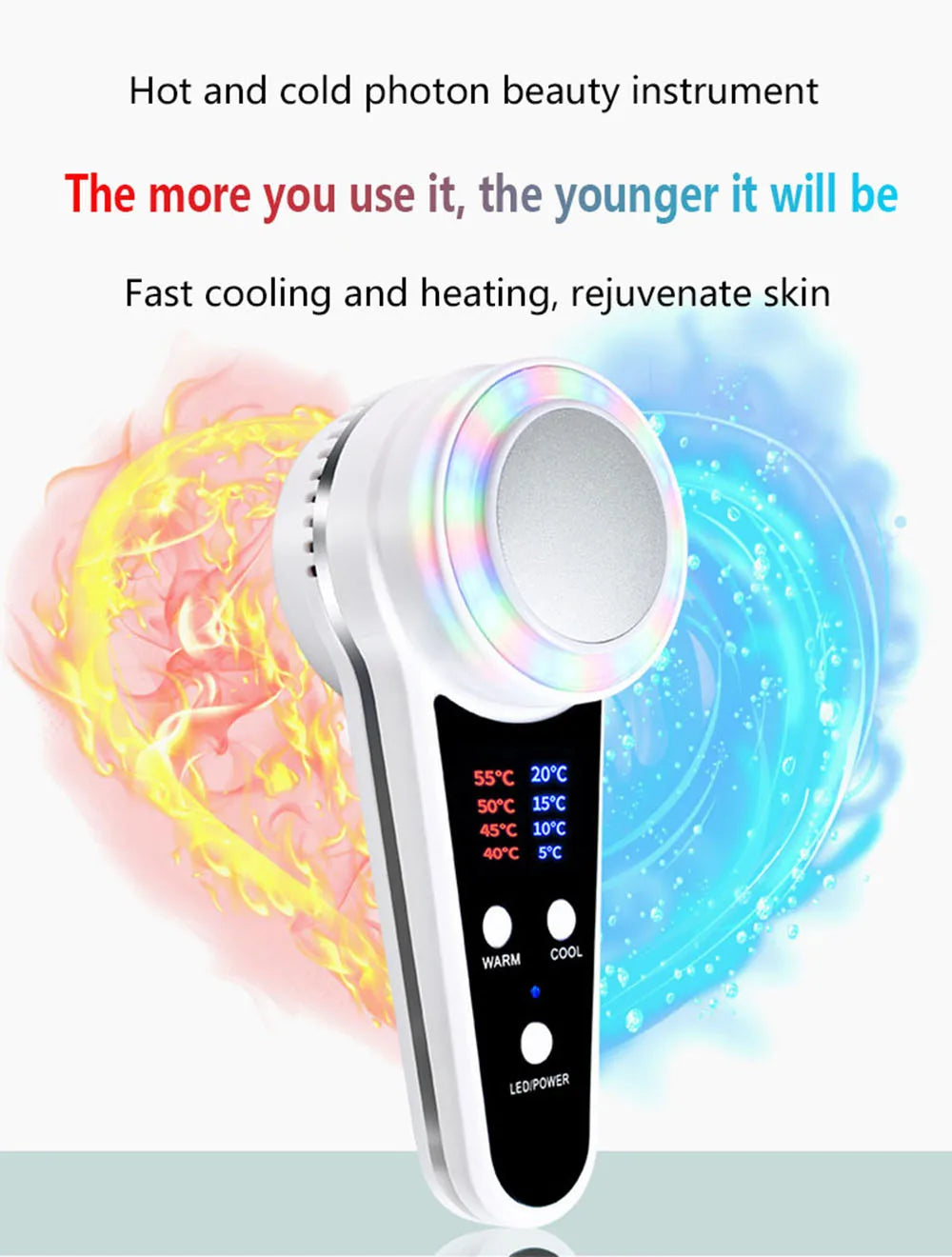Hot Cold Hammer Cryotherapy Face Care Device Blue Photon