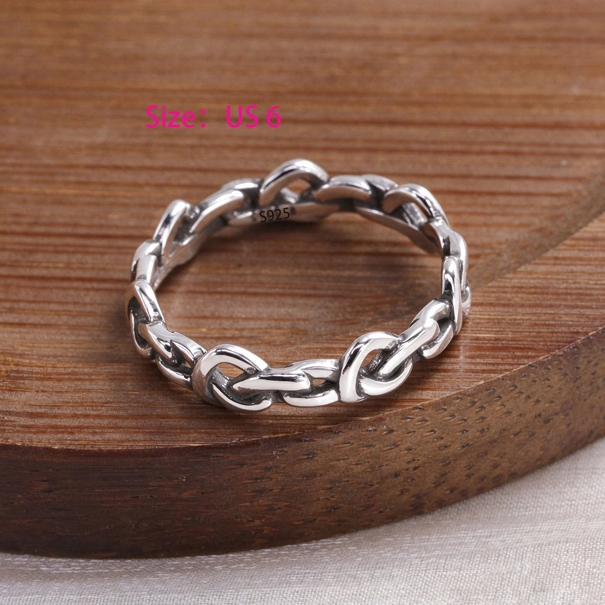 VENTFILLE 925 Sterling Silver Finger Rings Hollow Chain