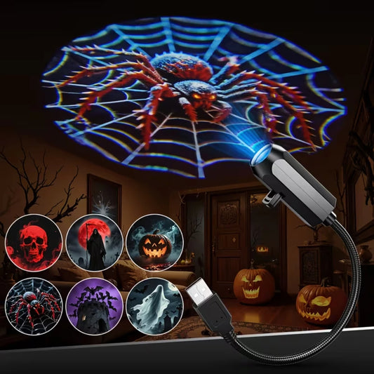 USB Halloween Projector Light 6 Patterns Mini LED Spooky