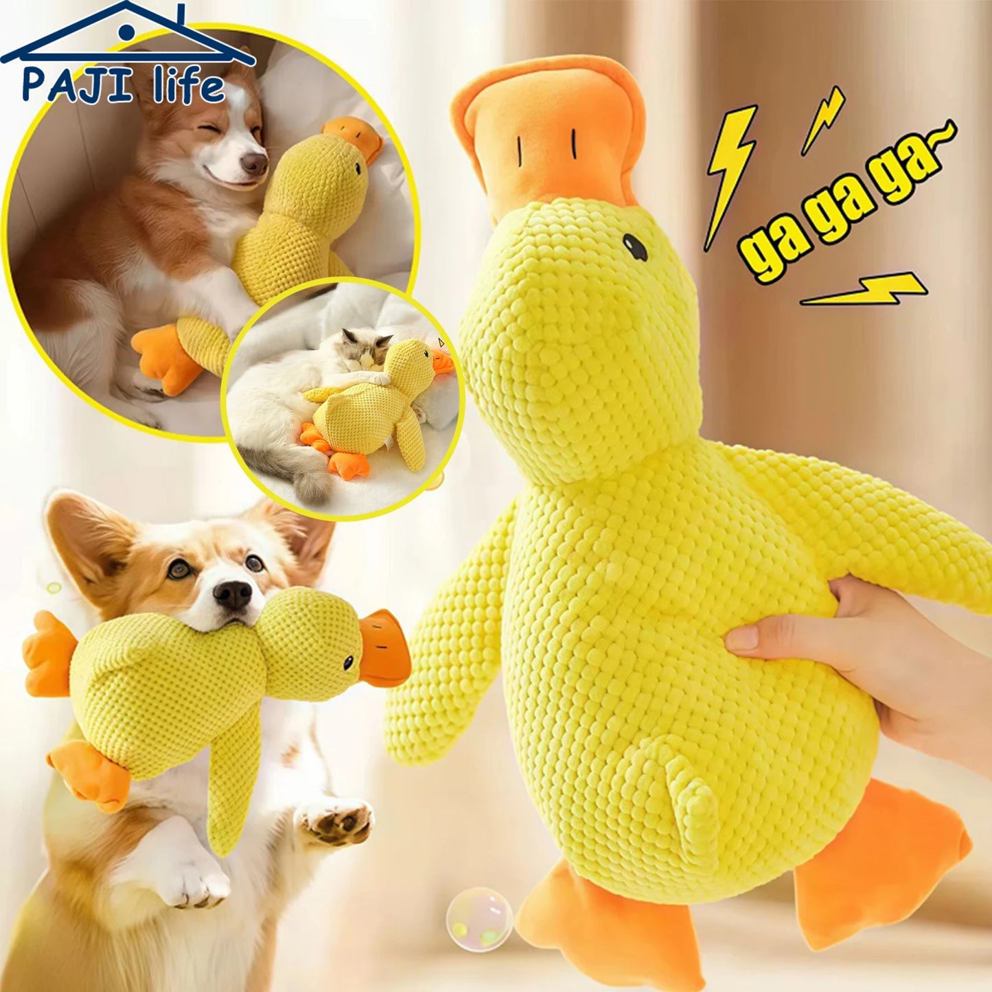 Duck dog toy plush chew resistant durable dog toy