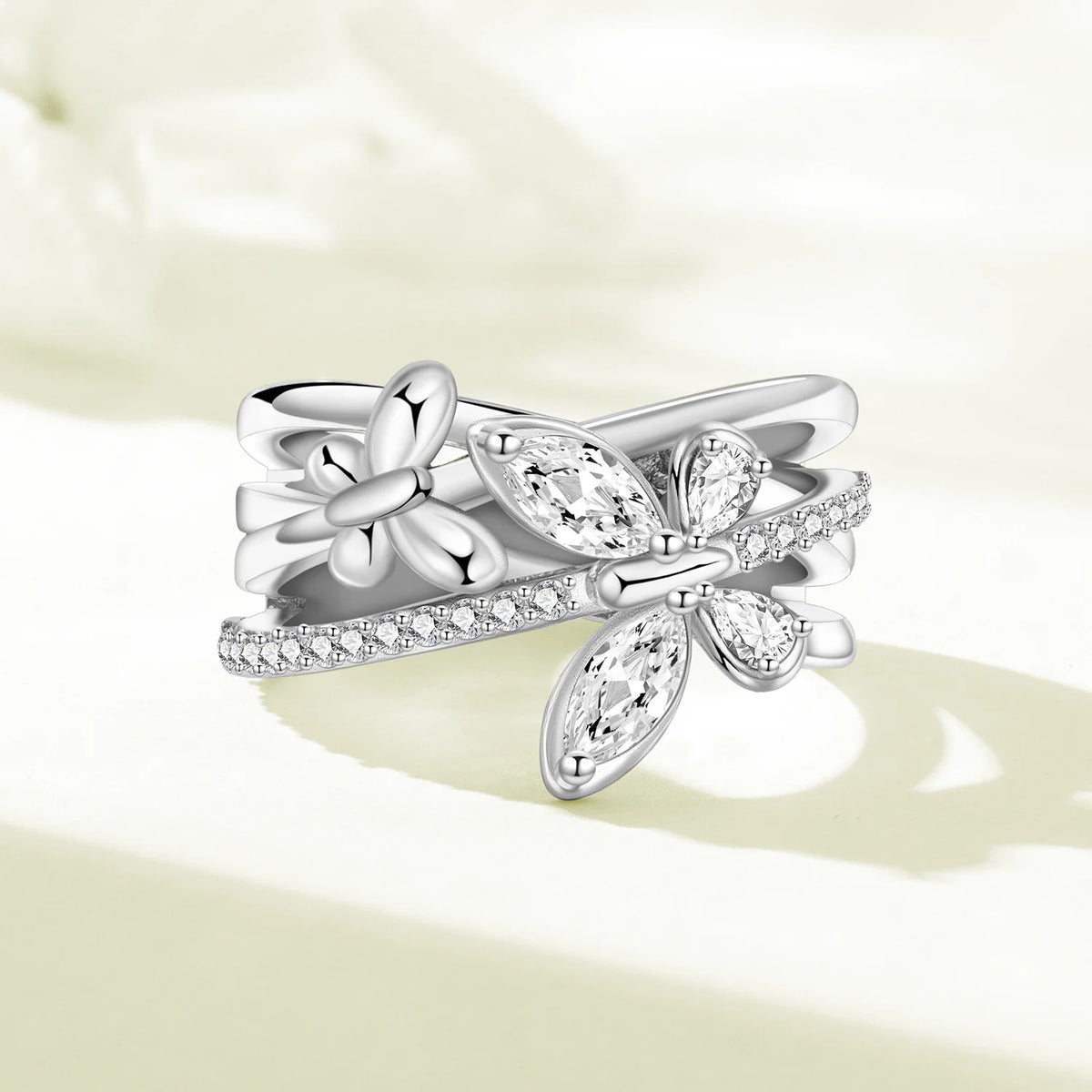 925 Sterling Silver Three-Ring Stackable Ring for Women