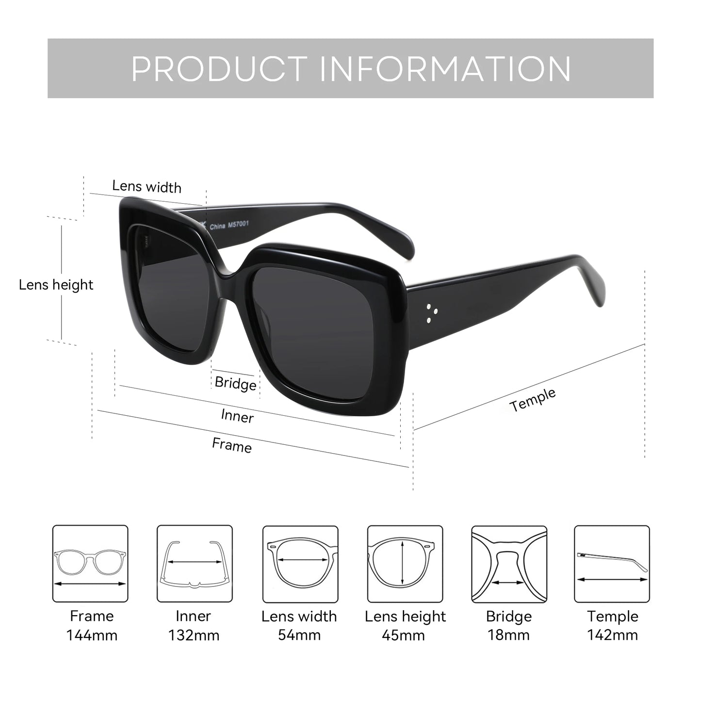 ZENOTTIC Acetate Sunglasses New Uv400 Fashion Square