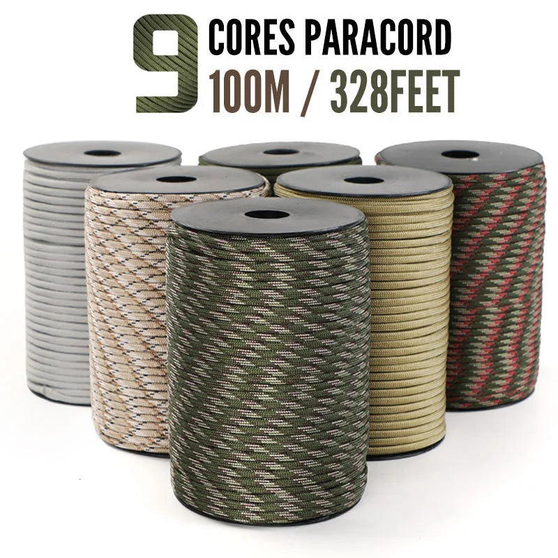 9 Core 650lb Paracord 100m Dia.4mm Military Standard