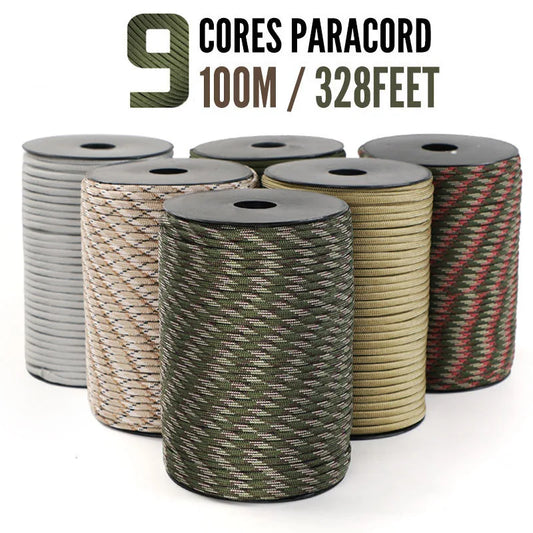 9 Core 650lb Paracord 100m Dia.4mm Military Standard