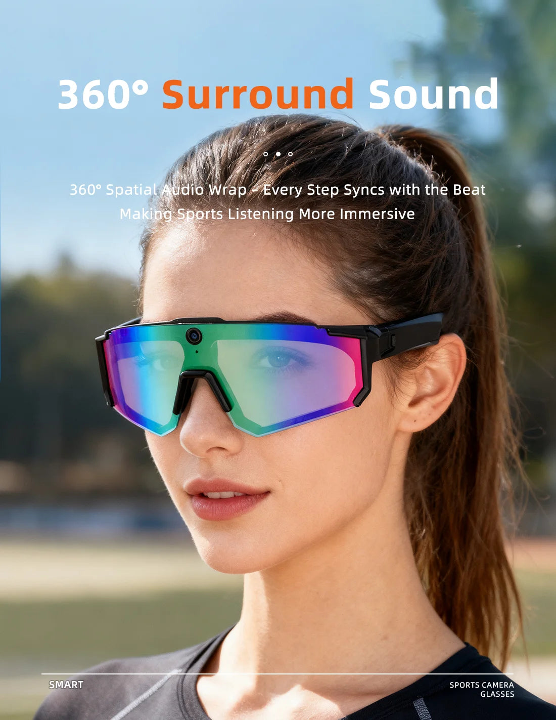 Men 32MP HD Camera Smart Sports Glasses Bluetooth Call 360°