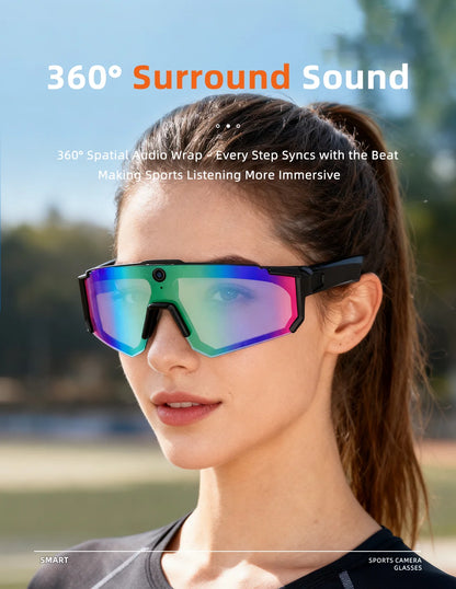 AI Smart Sports Glasses with 32MP HD Camera 360°Stereo