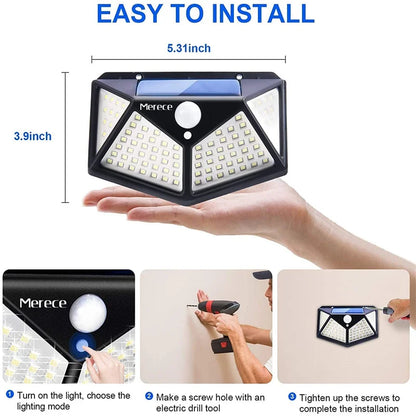 Solar Lights Outdoor 100 LED Wall Lamp Motion Sensor Lights