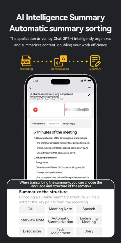 AI Voice Recorder APP Control AI Notetaking Device Transcribe