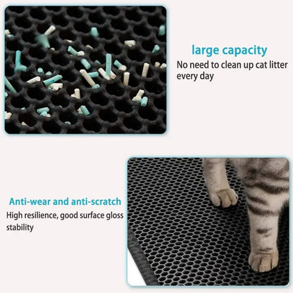 Cats Litter Mat Double Layer EVA Cat Litter Pad Large Hole