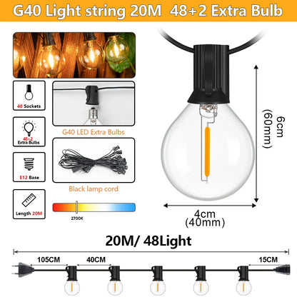 Garland String Lights LED Outdoor Patio String Lights