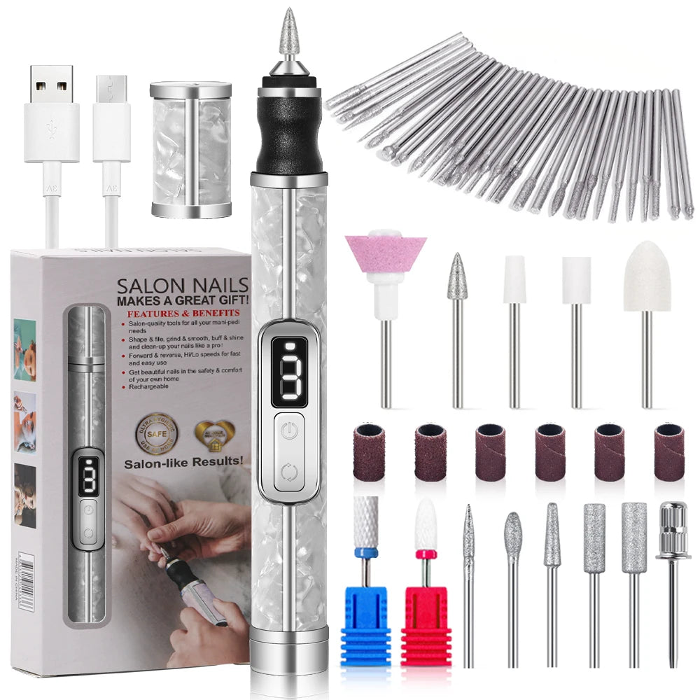 Cordless Electric Nail File Set 4 Adjustable Speeds