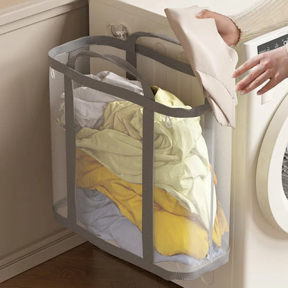 Nylon Mesh Laundry Basket Portable Dirty Clothes Organizer