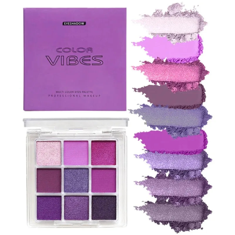 9 Colors Glitter Eyeshadow Palette Avocado Green Shimmer