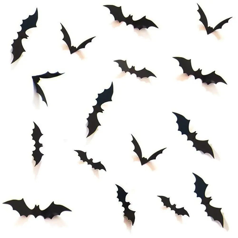 12pcs/Pack 3D Halloween Hanging Bats Wall Stickers