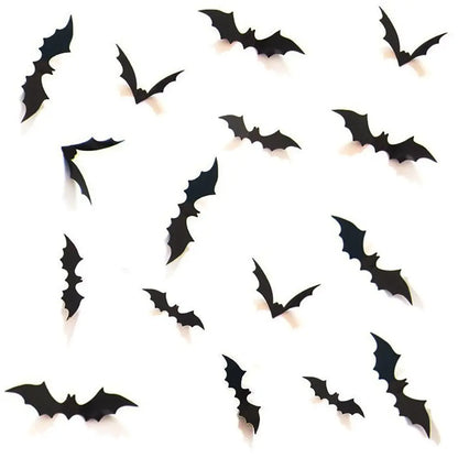 12pcs/Pack 3D Halloween Hanging Bats Wall Stickers