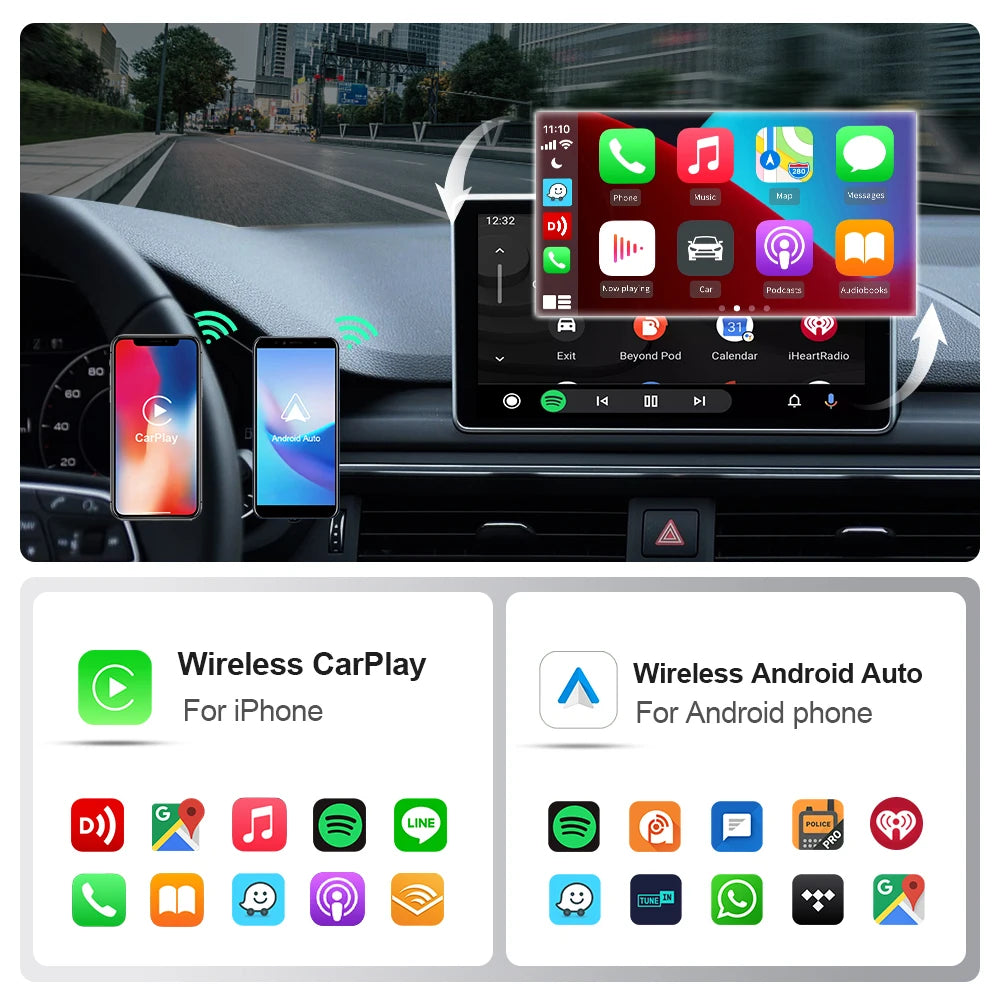 2in1 Wired To Wireless CarPlay Adapter Android Auto Dongle
