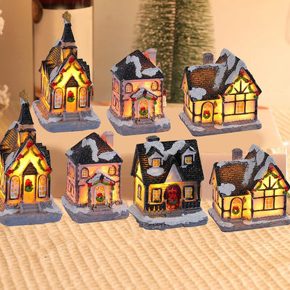 Xmas Gifts Mini LED Christmas Village Houses Decoration