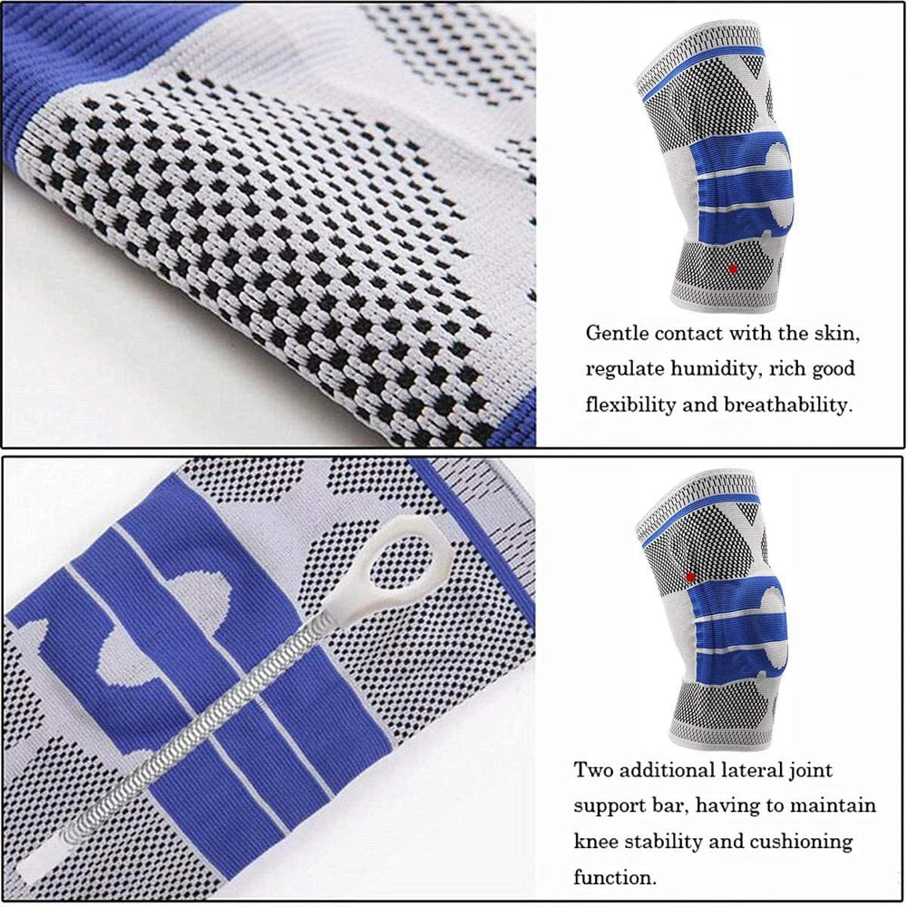 Silicone Padded Knee Pads Supports Brace Basketball Fitness