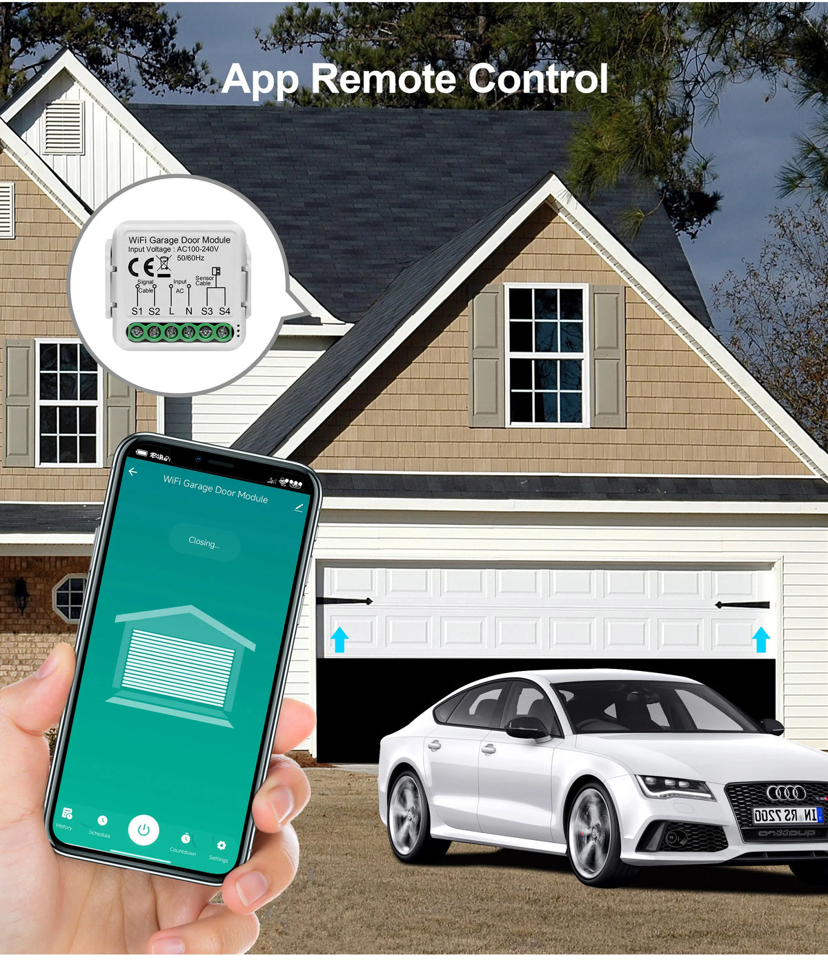 GIRIER Tuya Smart WiFi Garage Door Opener Controller Supports