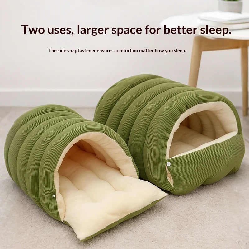 Heated Cat Bed Winter Warm Plush House