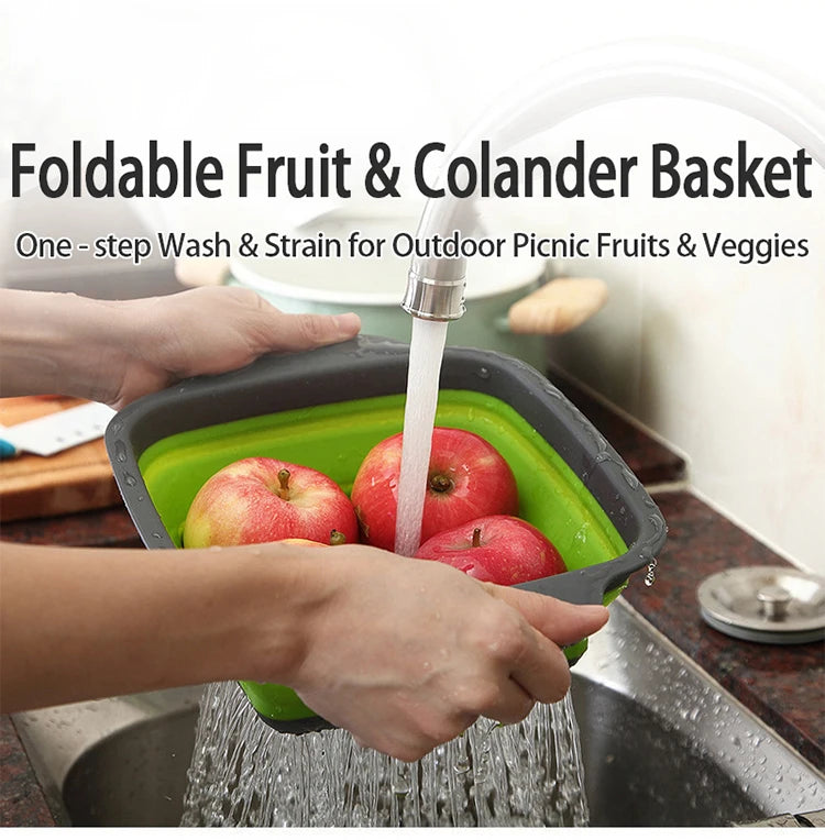 Silicone Folding Drainer Basket Portable Kitchen Strainer
