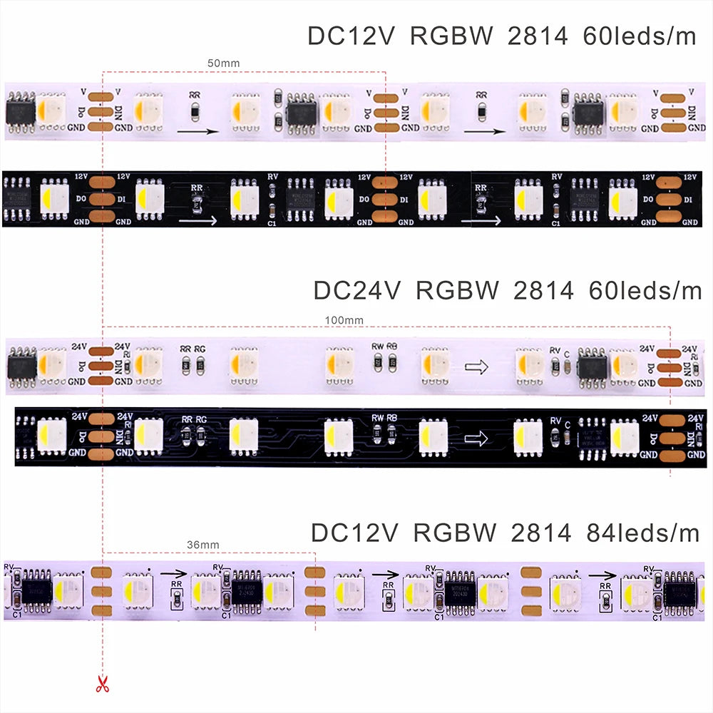 12V 24V WS2814 RGBWW RGBCW Led Strip Light 4in1 Similar