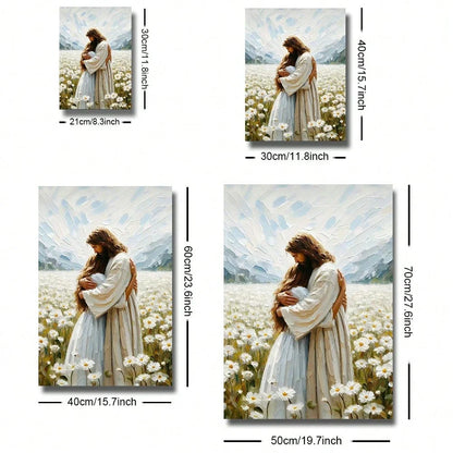 Jesus hugs girl canvas painting poster home decoration