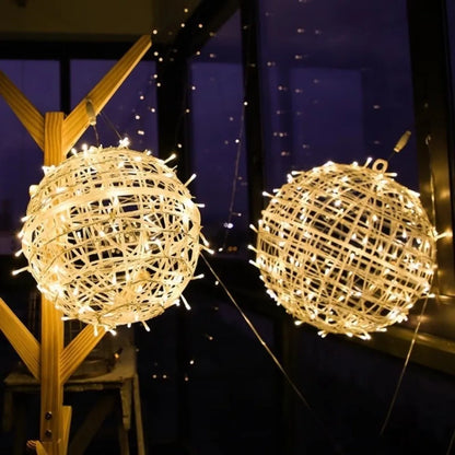 New 20/28CM Festoon Rattan Ball Light Rattan Ball