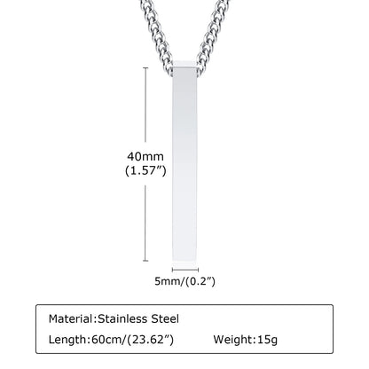 Waterproof Pillar Necklaces for Men Women Stainless Steel