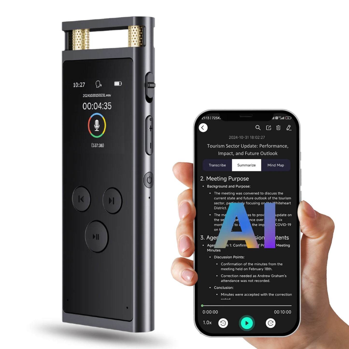 AI Voice Recorder transcription, Translation, Summary