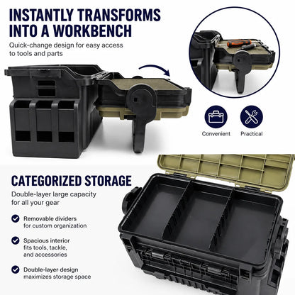 JSFUN Fishing Tackle Box Organizer with Rod Holders