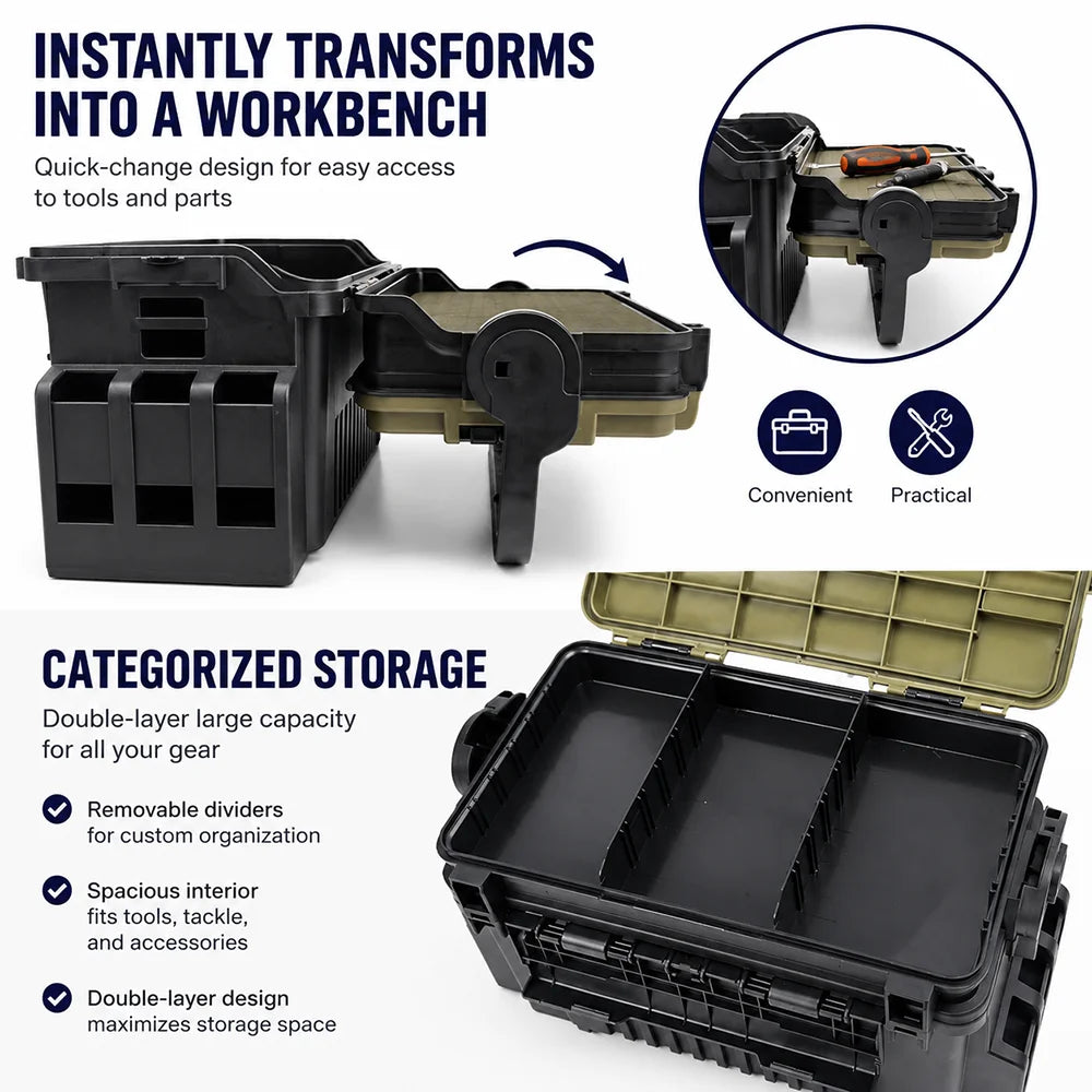 JSFUN Fishing Tackle Box Organizer with Rod Holders
