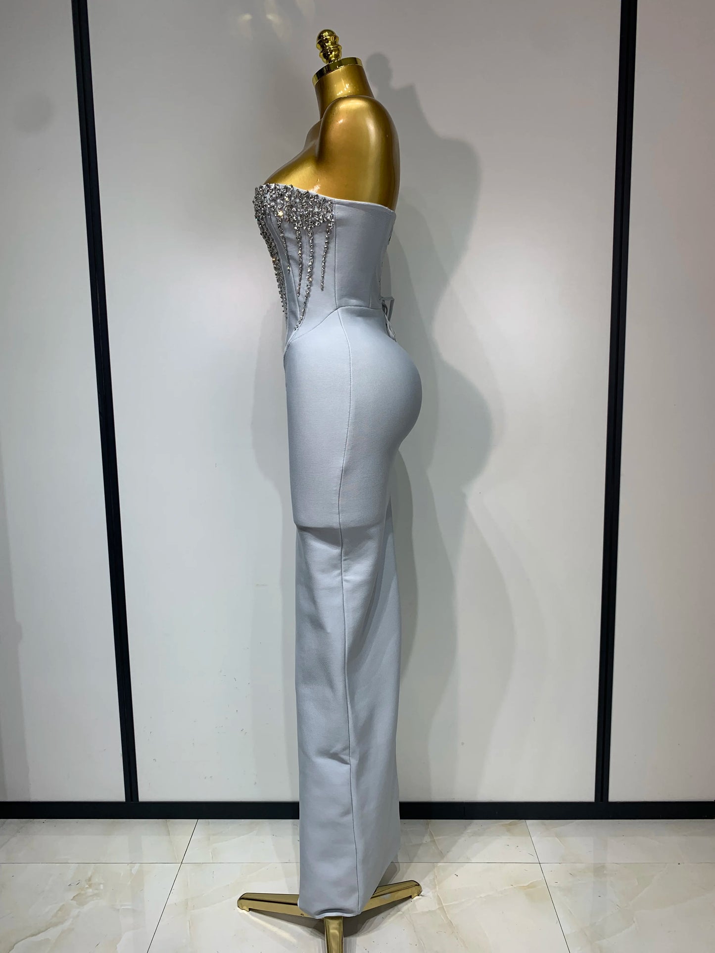 Women Sexy Strapless Backless Long Bandage Dress