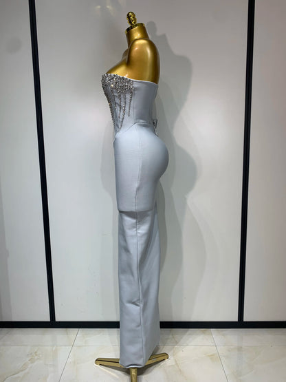 Women Sexy Strapless Backless Long Bandage Dress