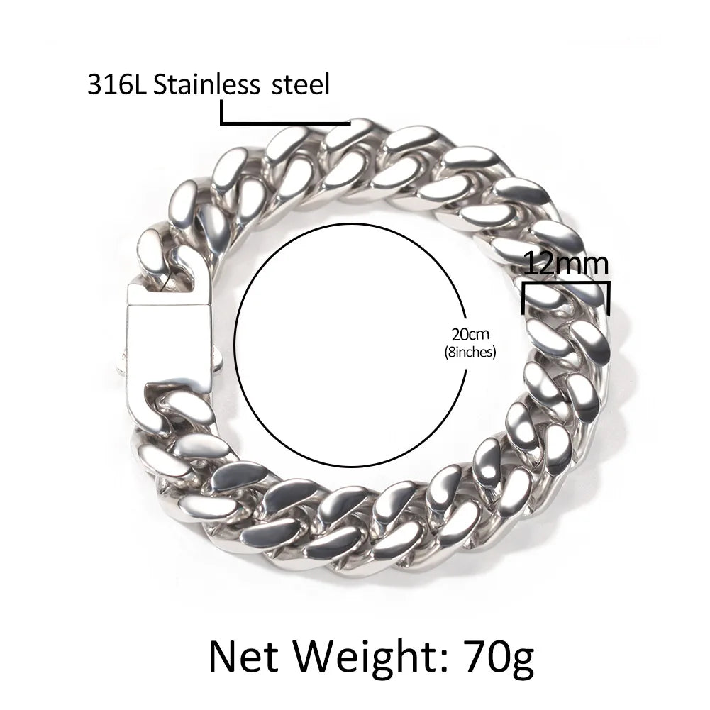 316 Stainless Steel Plated 18k Gold Fashion Hip Hop Bracelet